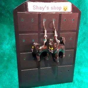 Black cat earrings